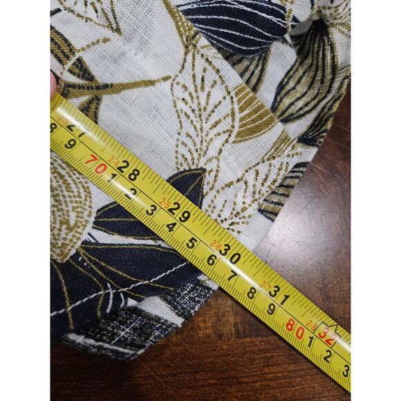 Tahari 100% Linen Green Floral Button Up Shirt Size 1X XL Blue Tan - Picture 5 of 5